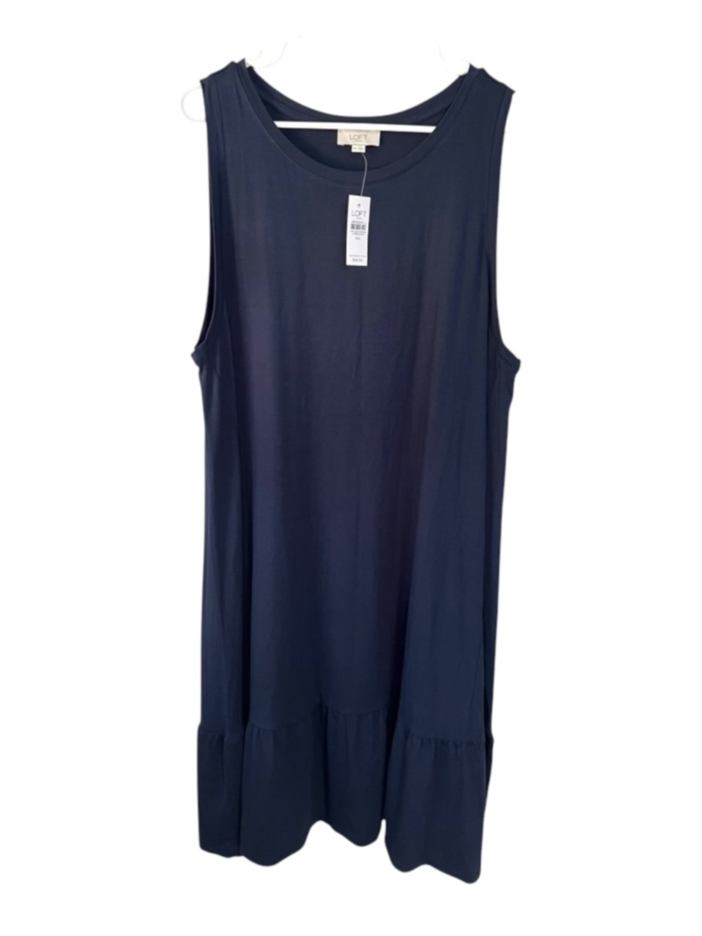 LOFT Outlet Navy Sleeveless Ruffle Hem Midi Swing Dress XXL